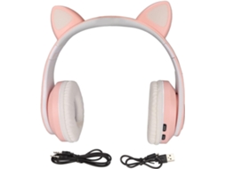 Fone De Ouvido Gamer Com Orelhas Gato Brilhantes, Bluetooth 5 0, Graves Potentes, Dobrável, Sem Fio, Com Luz De