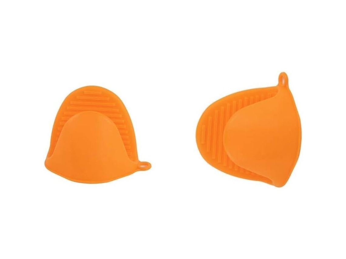 Mangas de silicone laranja, mini para cozinhar, resistentes ao calor, par de 2, 12x8 cm, laváveis na máquina de lavar Louças