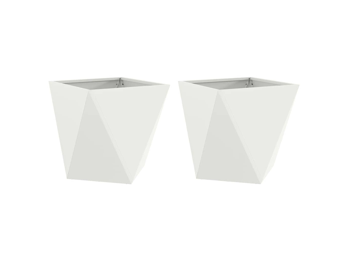 Conjunto 2 Caixa De Vaso Vidaxl Branco Aço (50 X 50 X 50 Cm)