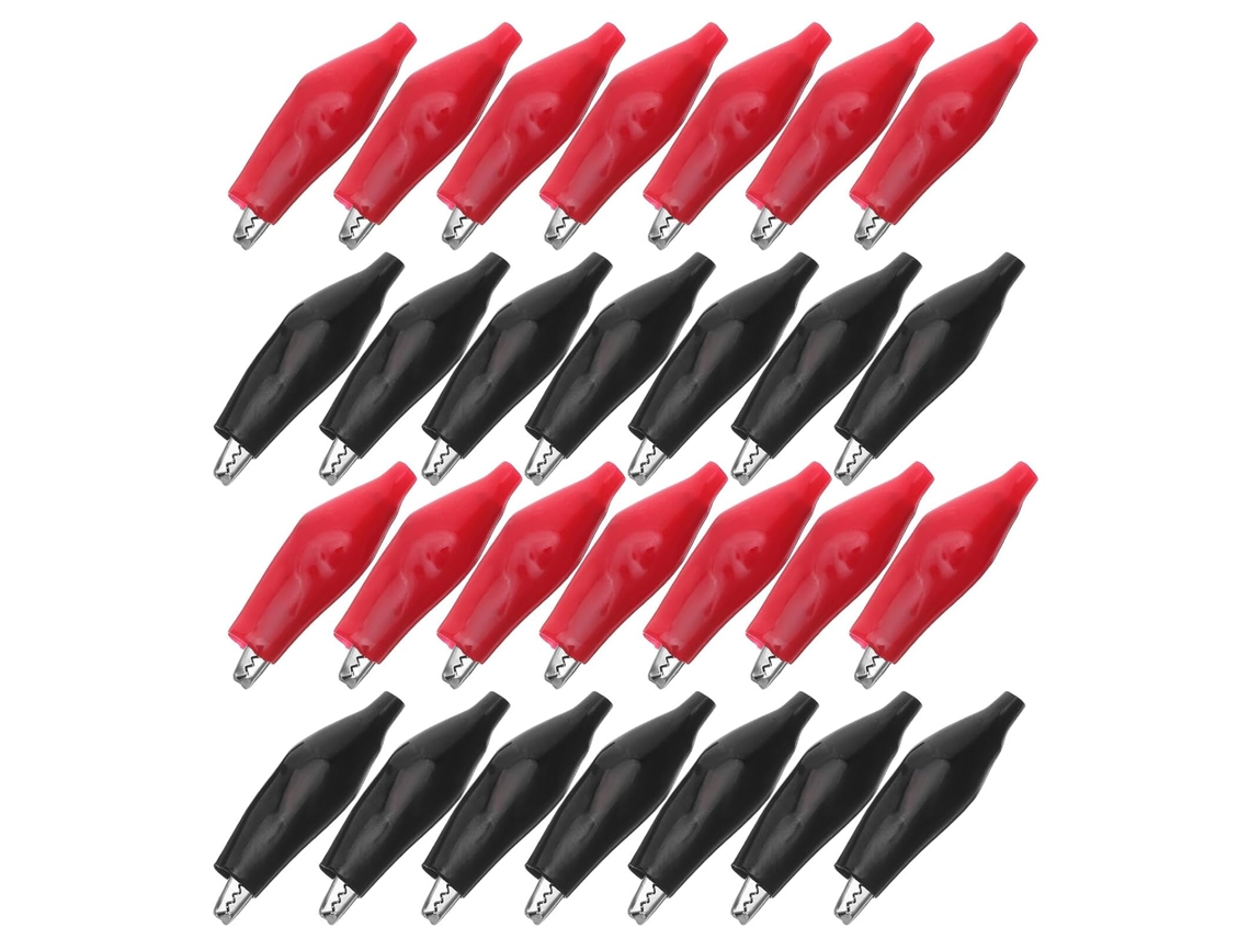 48 Grampos De Teste Elétrico Pequenos Com Capa Protetora, Vermelho E Preto