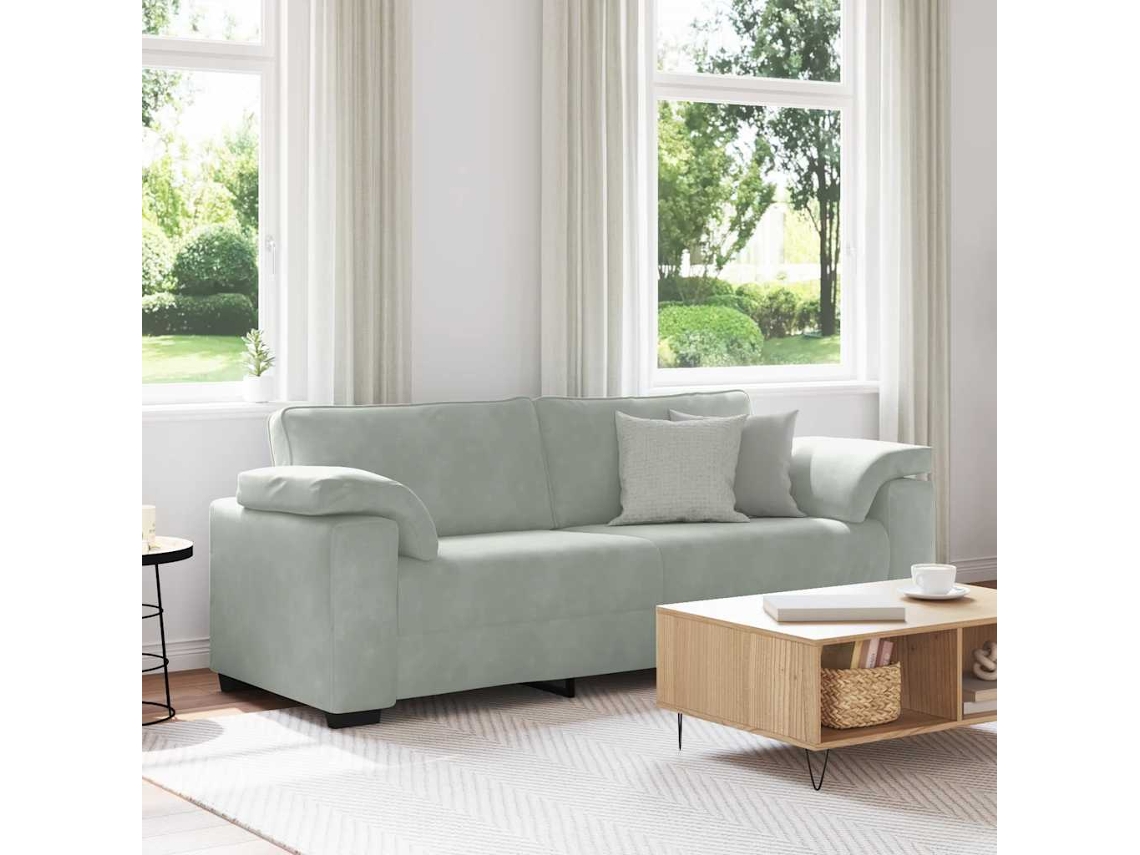 Vidaxl Sofá De 3 Lugares 220x77x82 Cm Veludo Cinzento-claro