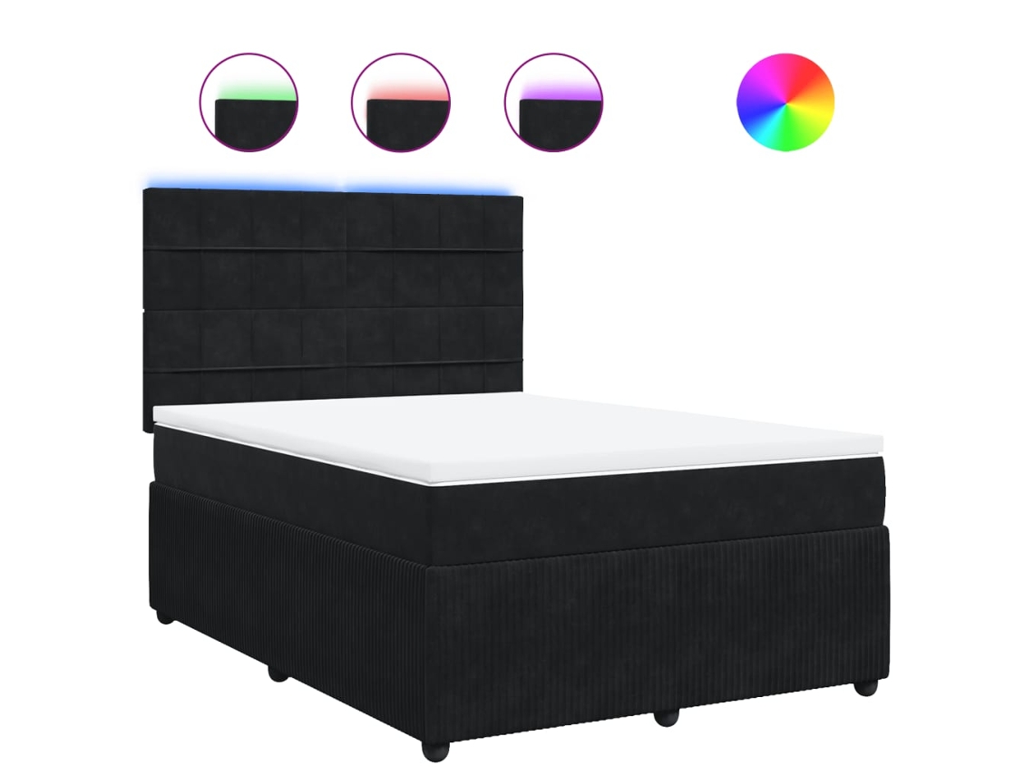 Box Spring Bed, Box Spring Beds Vidaxl Preto Veludo (140 X 190 Cm)