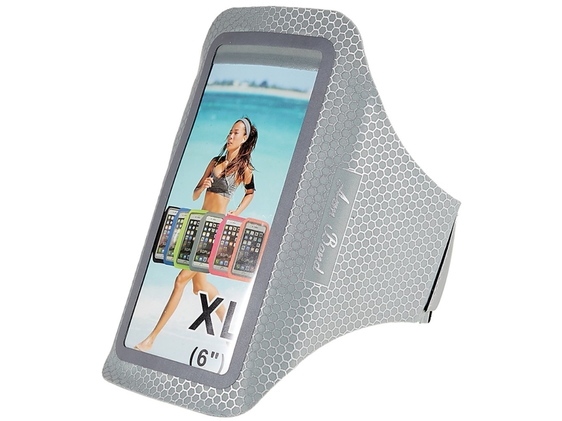 Braçadeira Esportiva Honeycomb Para Celular De 6 Polegadas, Cinza