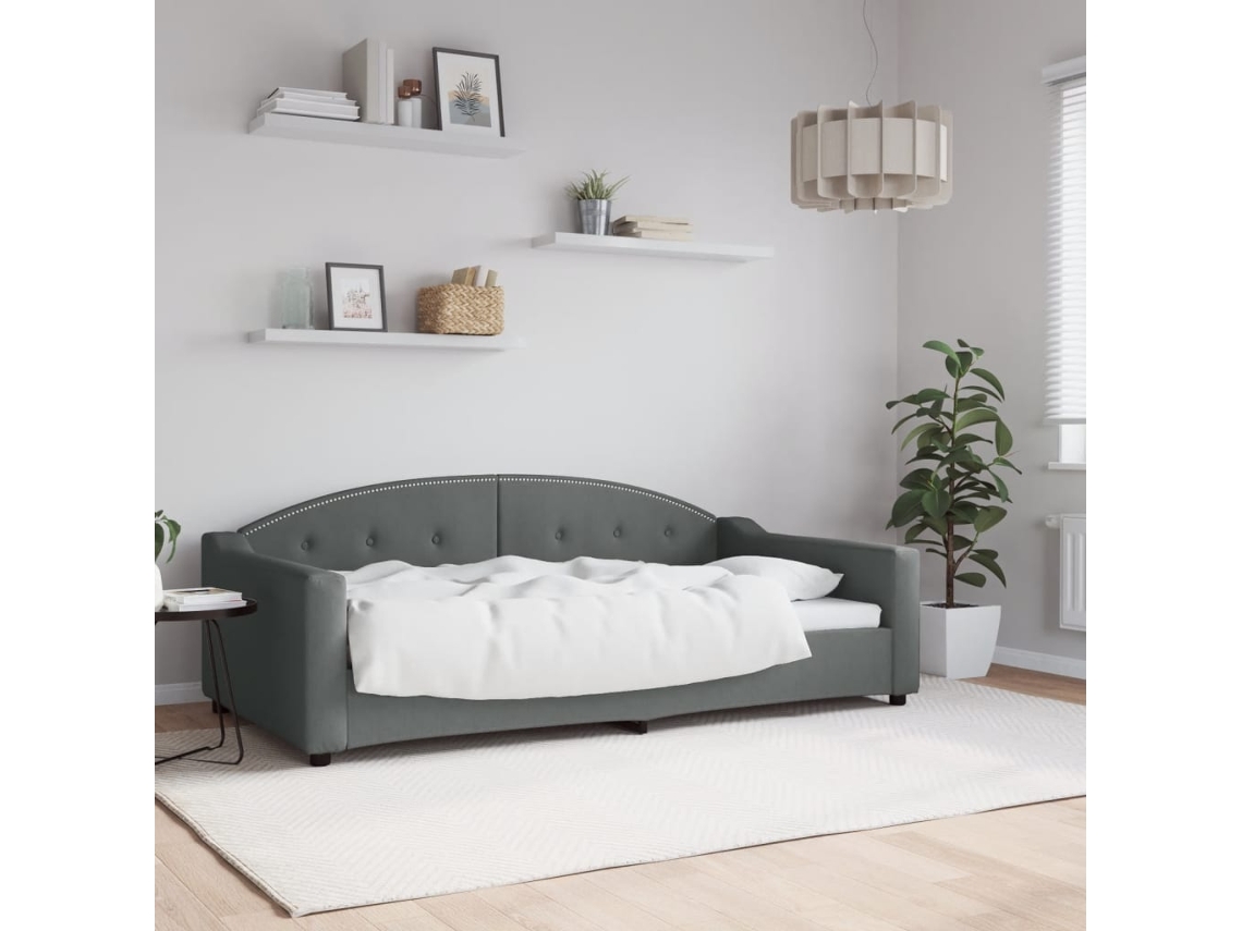 Vidaxl Sofá-cama 100x190 Cm Tecido Cinzento-escuro