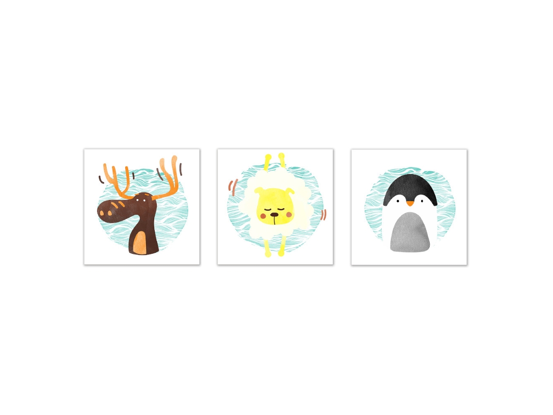 Laxiscreed Conjunto De 3 Núcleos De Pintura De Pinguim Fofo Estilo Cartoon Para Decoração De Interior