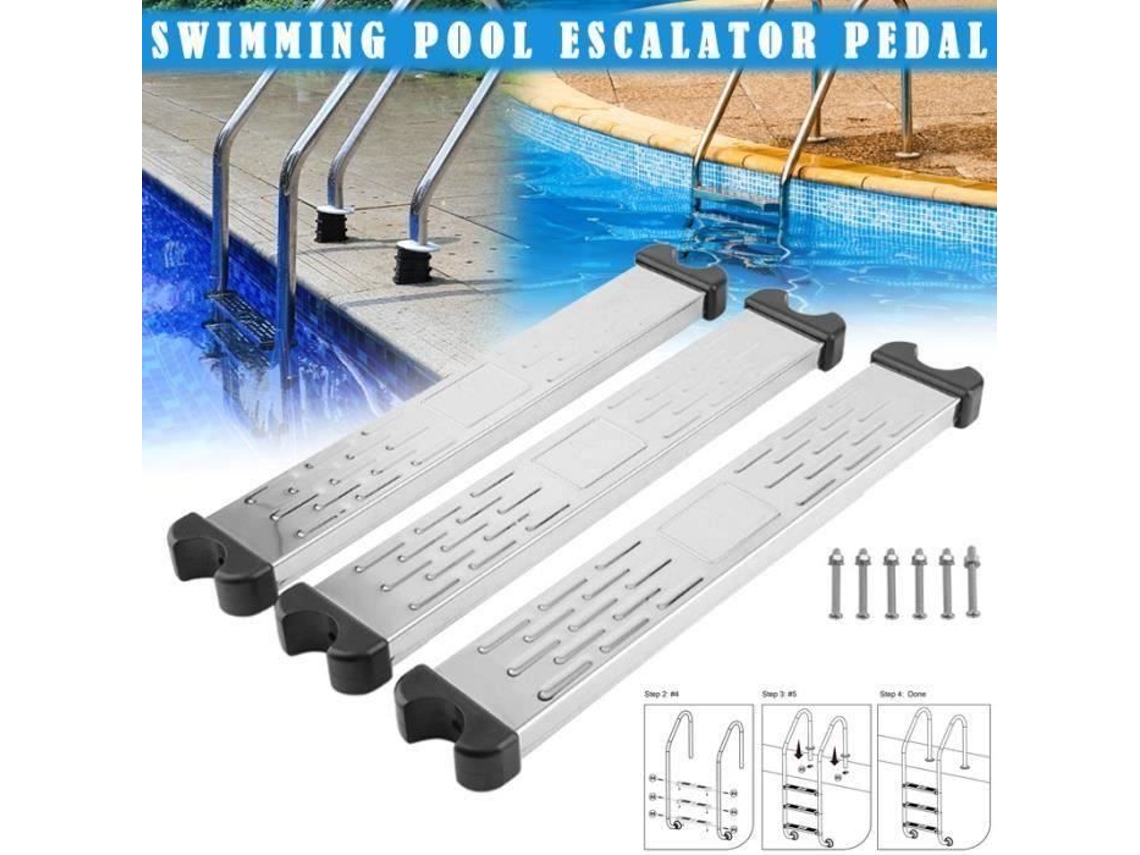 Pedal estável dos passos da escada de segurança para a escada antiderrapante de aço inoxidável da piscina 50 x 7,5 x 2,5 cm - 1pcs S/MARCA
