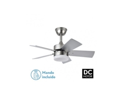 Ventilador Marta Dc 36W Níquel 5 Lâminas Rev. Faia/Prata 41X76D 3240Lm com Controle Remoto Memória e Temporizador 3000K,4000K,6000K FABRILAMP