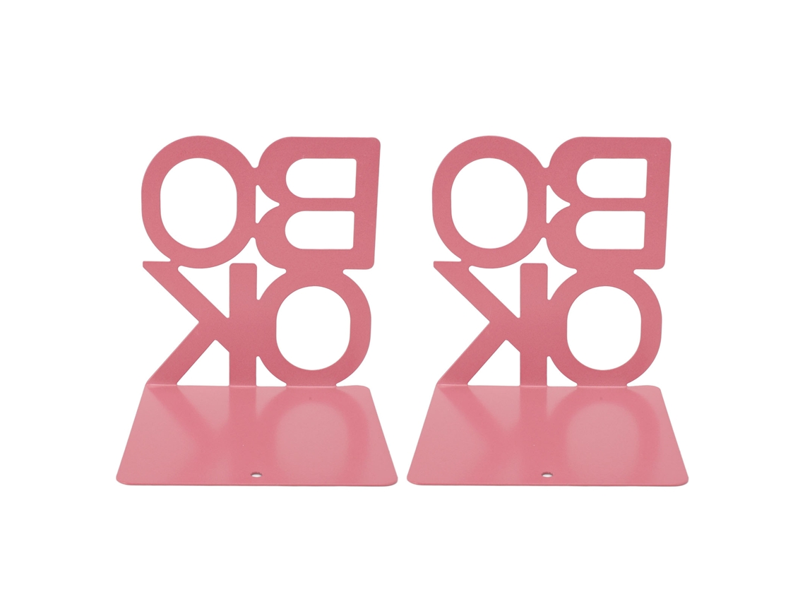 Suporte de Livros de Metal Resistente Antideslizante Decorativo para Casa, Estúdio, Escritório, Escola Rosa
