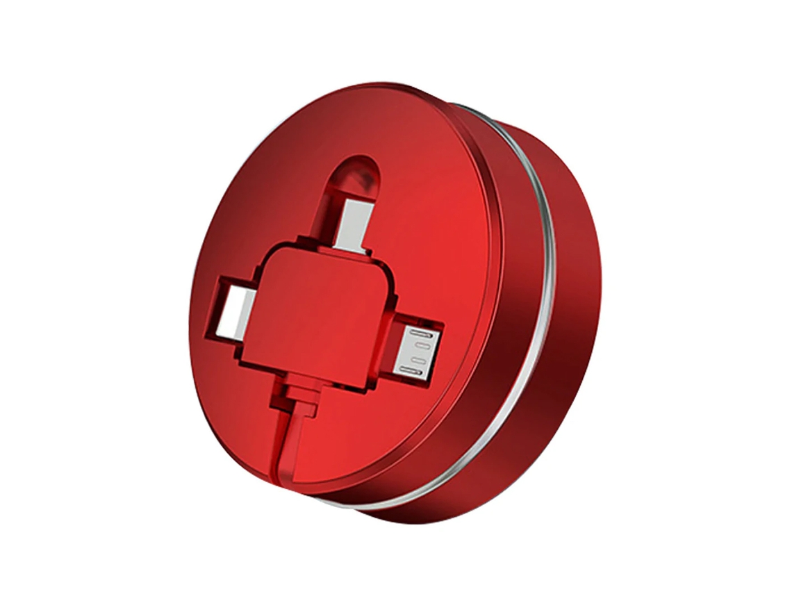 Cabo de carregamento multifuncional 3 em 1, retrátil, com suporte para celular, dados, rápido, micro USB, Tipo C, vermelho AQUAFORGE