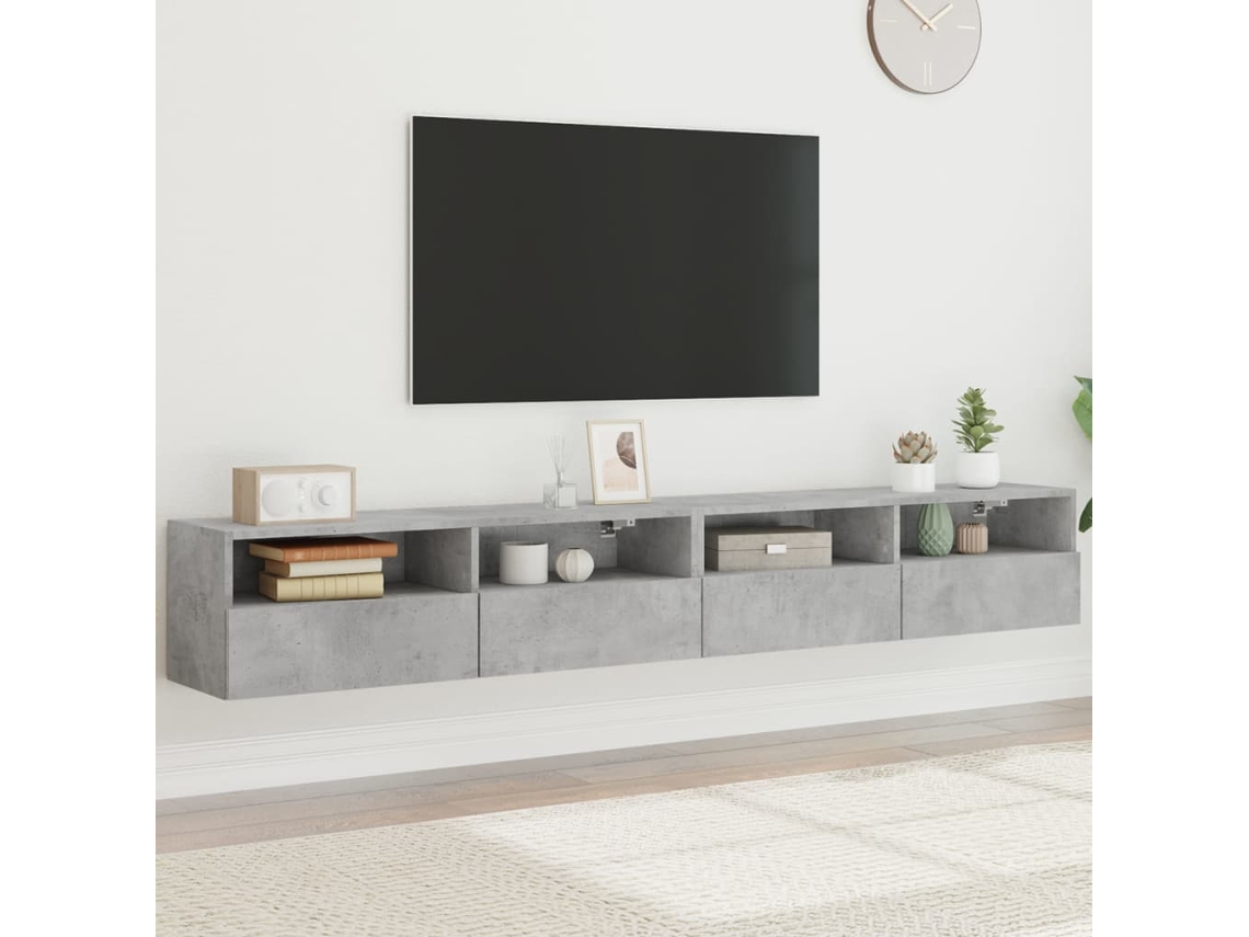 Vidaxl Móveis De Parede P/ Tv 2 Pcs Derivados De Madeira Cinza Cimento