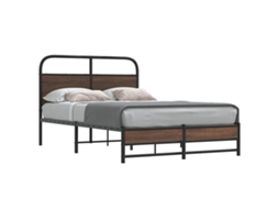 Vidaxl Estrutura Cama S/ Colchão Derivados Madeira Carvalho Castanho