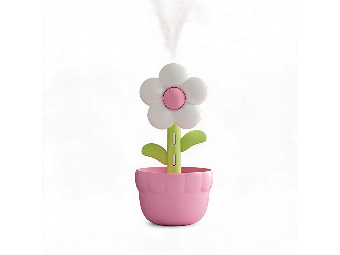 Humidificador e difusor de aromas DIGITALLAB recarregável via USB em formato de flor Rosa