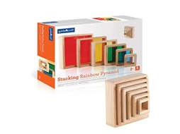 Brinquedo Educativo De Papelão Em Formato De Pirâmide Com Blocos De Empilhar Em Arco Íris Da Guidecraft.