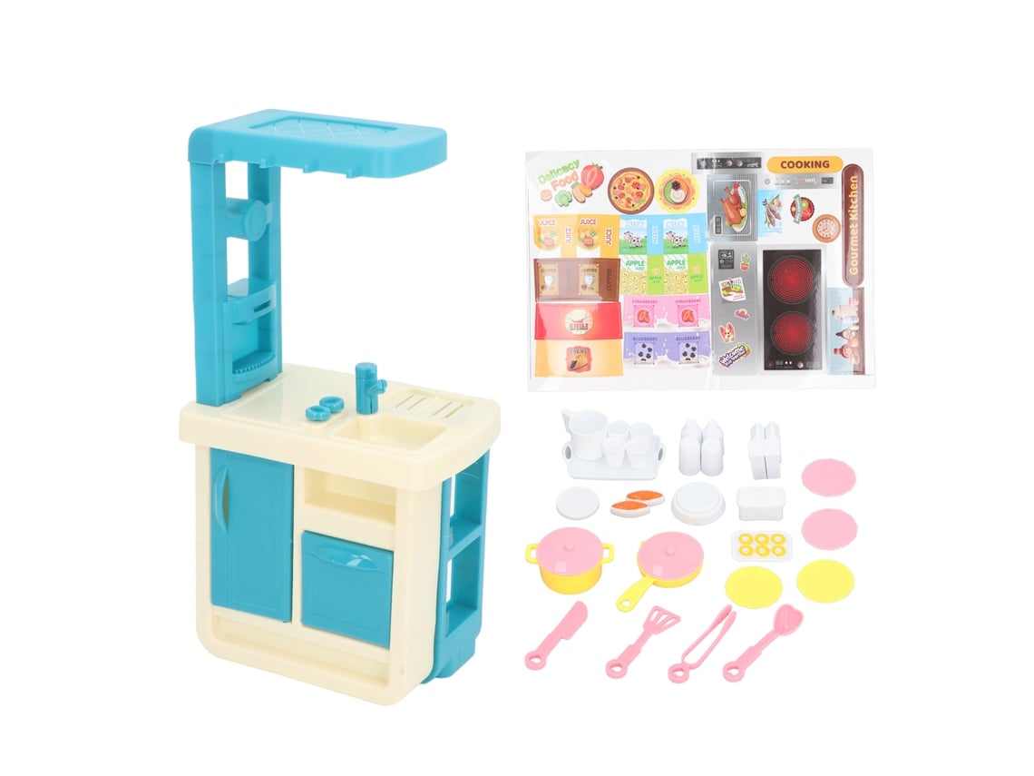 Ats conjunto de Cozinha Infantil com 44 Peças Interatsivo para Meninos e Meninas Jogo de Papéis com Forno e Acessórios Azul