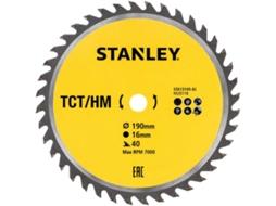 Lâmina Circular TCT STANLEY 190x16mm com 40 Dentes | S/MARCA