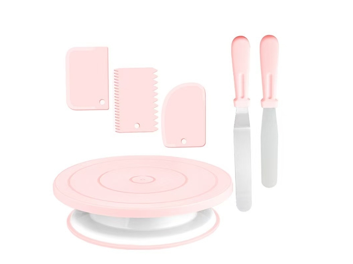 Elysve Kit Confeitaria Com Prato Giratório, Rosa Claro