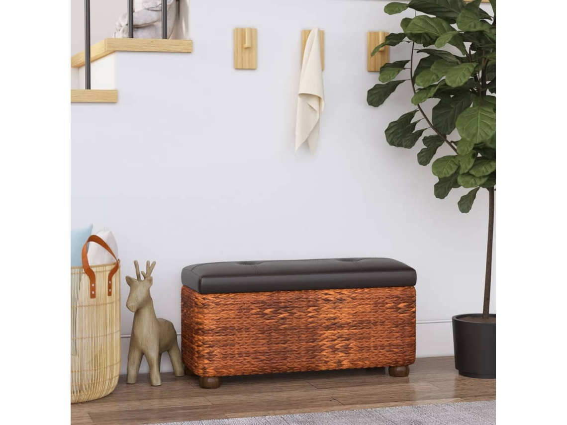 Vidaxl Bancos De Arrumação 2pcs Com Almofadão Cinzento 69 Cm Castanho