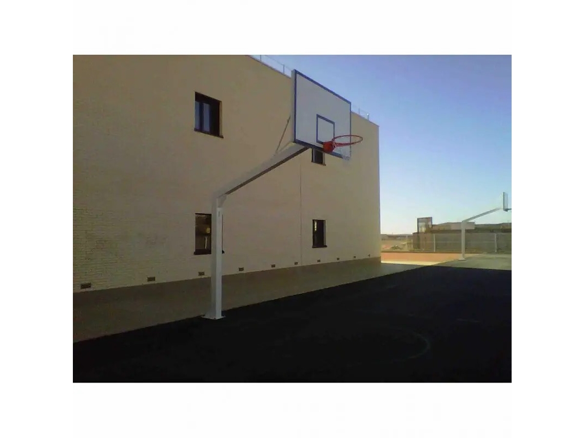 Cesto de Basquetebol de Tubo Único Fixo com Base de Fixação SOFTEE EQUIPMENT