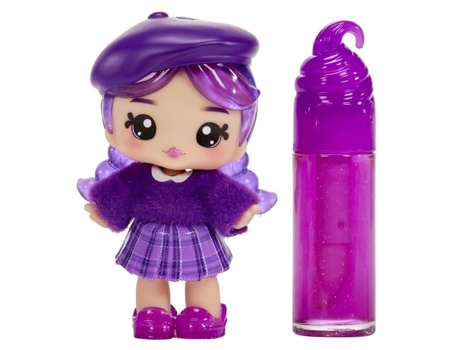 Yummiland - 1 boneca de 10 cm e brilho labial brilhante para criar - Greta - Sabor passas - A partir de 4 anos