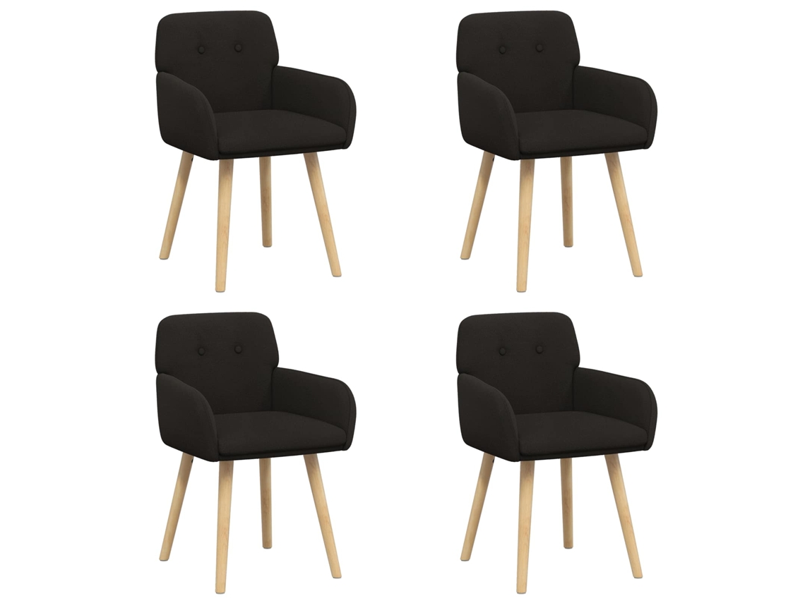 Conjunto 4 Cadeiras De Jantar Vidaxl Preto Bouclé (59 X 57 X 85 Cm)