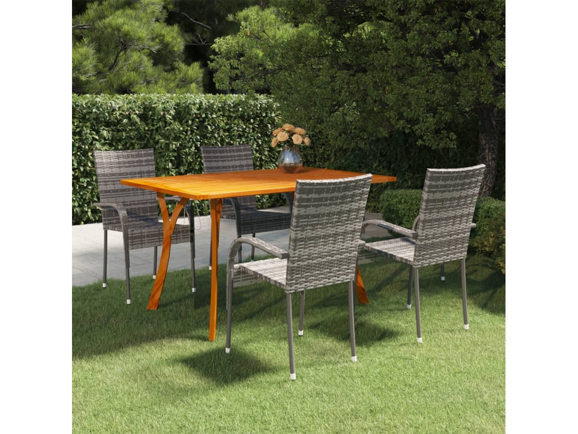 Vidaxl 5 Pcs Conjunto De Jantar Para Jardim Cinzento