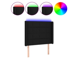 Cabeceira de Cama com Luzes Led Tecido Preto MAISON EXCLUSIVE (83x16x118 cm)