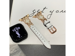 Apple Watch Feminino Series 6 7 8 9 Com Pulseira De Couro De Crocodilo Com Detalhe De Trevo. (41/42/45 Mm)