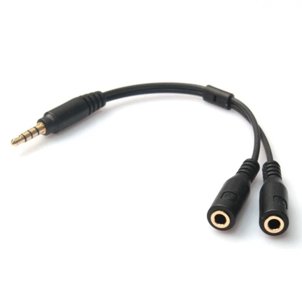 Adaptador Divisor De Áudio Estéreo Macho 3,5 Mm E Microfone Preto