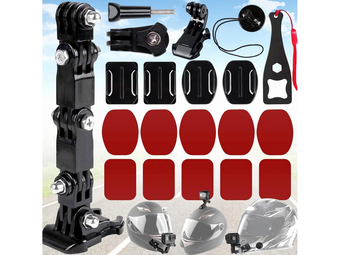 Conjunto De 20 Peças Acessórios Para Capacete Com Câmera Ação, Gopro, Suporte 360°, Capacete, Gopro Hero 12/11/10/9/8-aquaforge