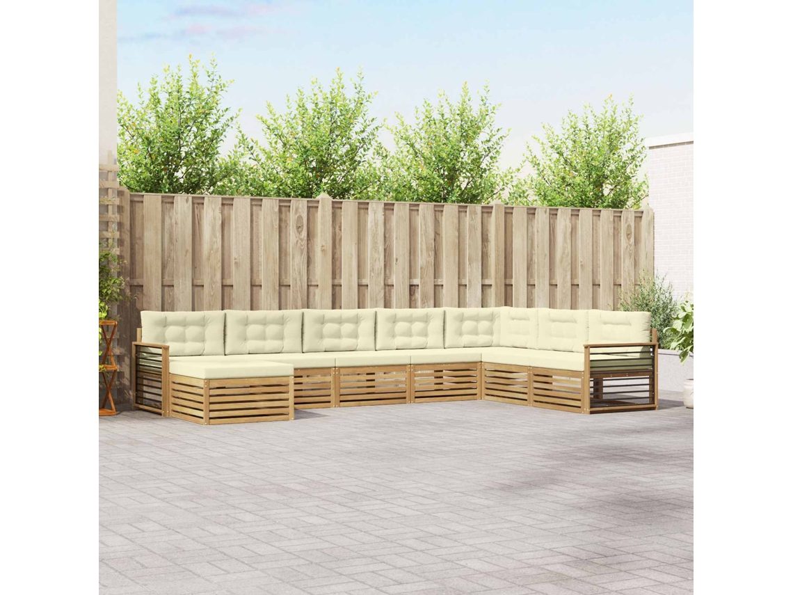 Vidaxl Conjunto De Sofás Para Exterior 8 Unid. Branco E Creme
