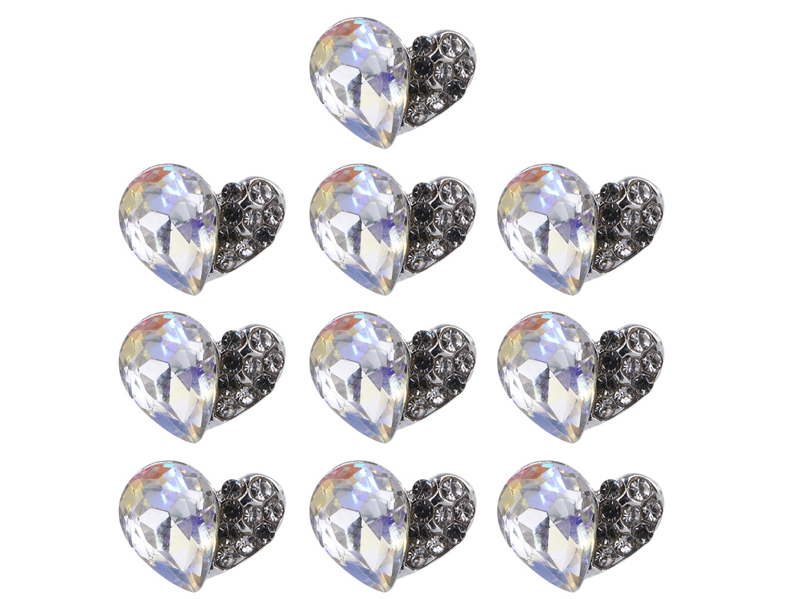10pcs Decoração De Unhas Em Metal Com Strass E Zircão Gotas Glitter Para Manicure Artística 05272