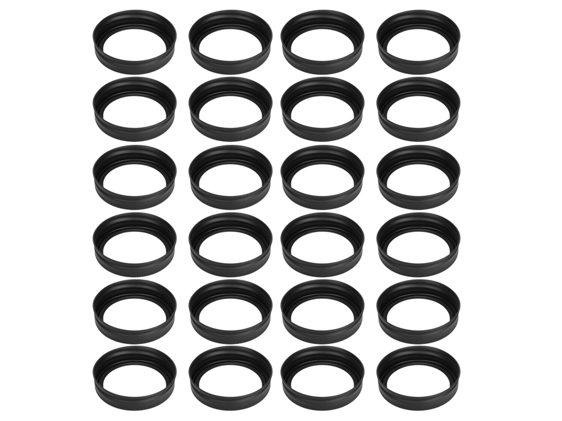 Eyf 24 Tampas de Metal Preto para Frasco Mason Larga Boca 70mm Aço Inoxidável