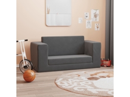 Vidaxl Sofá-cama Infantil De 2 Lugares Pelúcia Macia Antracite