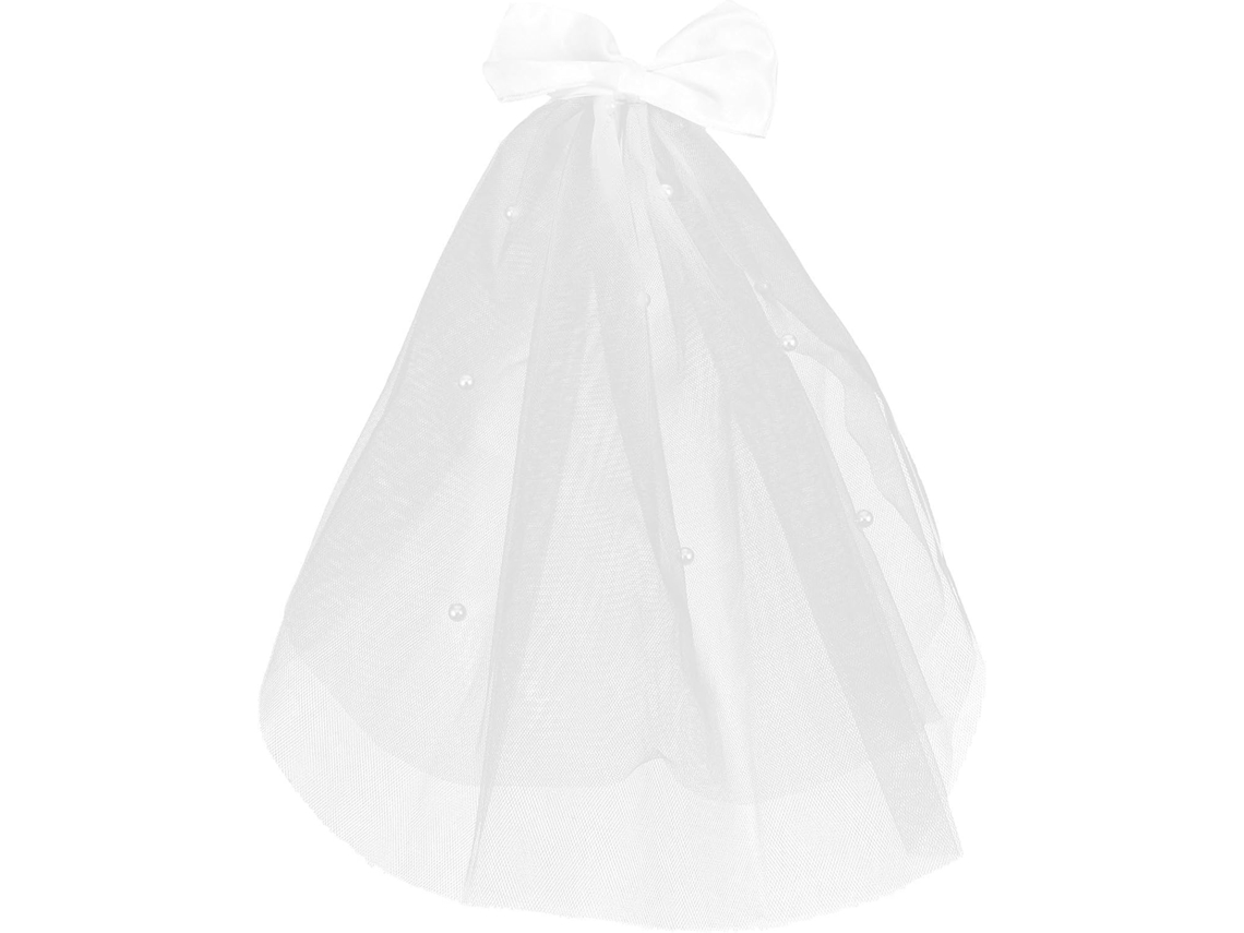 Véu De Noiva Chiffon Branco Com Laço Cachorro