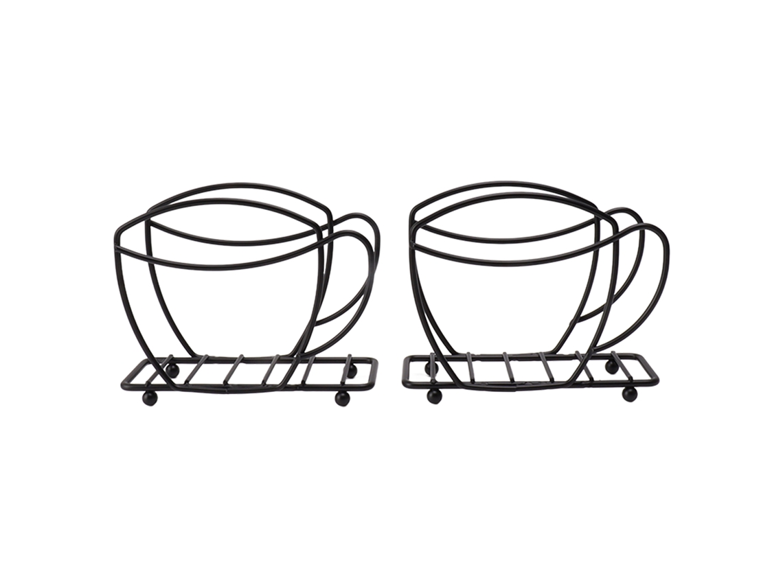 Suporte para Guardanapos Copo Café Ferro 2 Unidades Preto