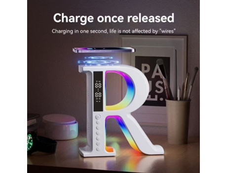 Alto Falante Bluetooth Com Carregamento Sem Fio, Acessórios Para Escritório E Casa, Despertador, Luz Ambiente Multifuncional Perobuno