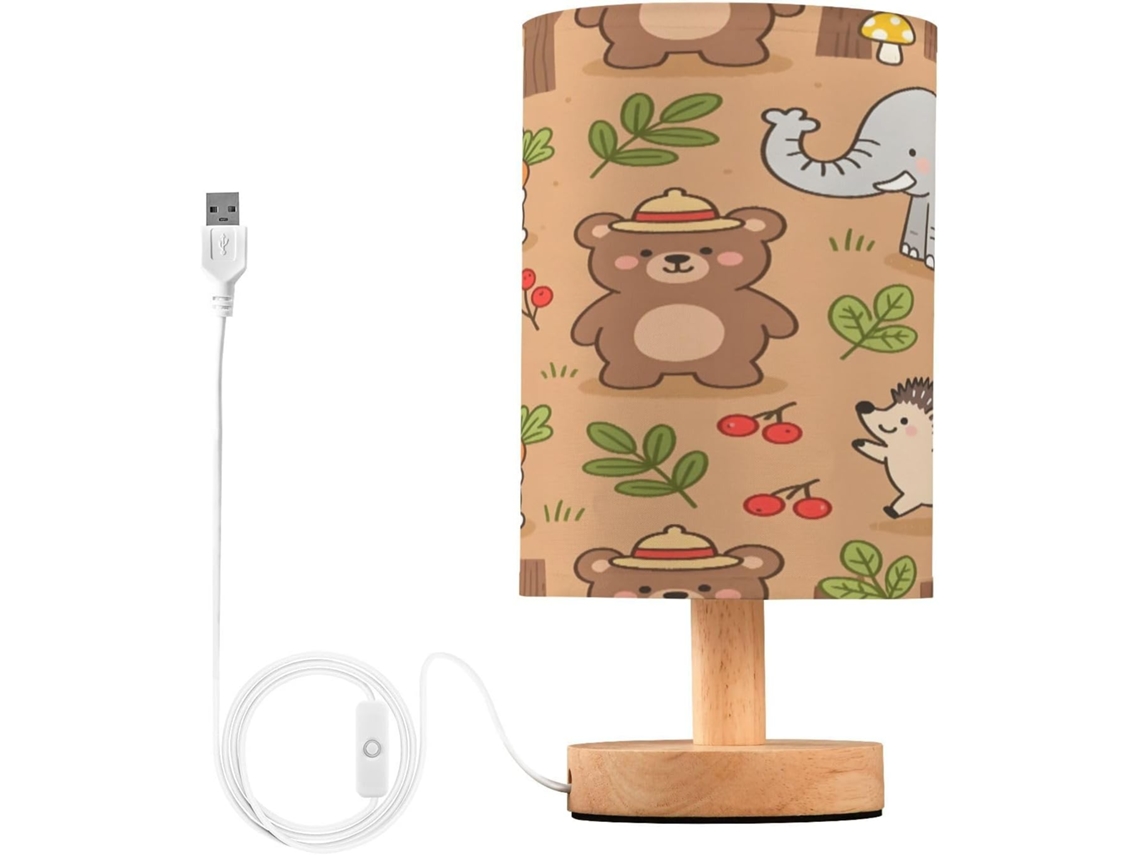 Abajur De Cabeceira Fofo Em Formato Animal Para Quarto, Com Portas De Carregamento Usb C, Luminária De Mesa Cabeceira