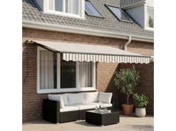 Vidaxl Toldo Retrátil Cinza Claro E Branco 300 X 250 Cm