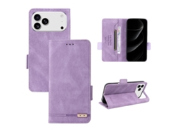 Capa De Couro Para Iphone 17 Pro Com Fecho Magnético