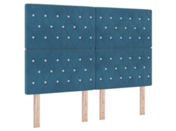 Conjunto 1 Cabeceira Estofada Vidaxl Azul Veludo (144 Cm)