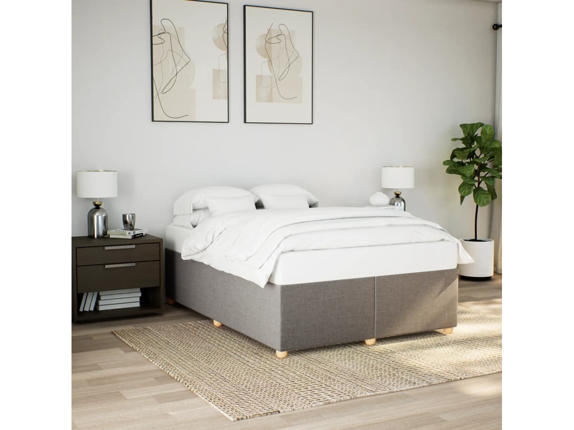 Vidaxl Cama Sem Colchão 140x190 Cm Tecido Castanho-acinzentado