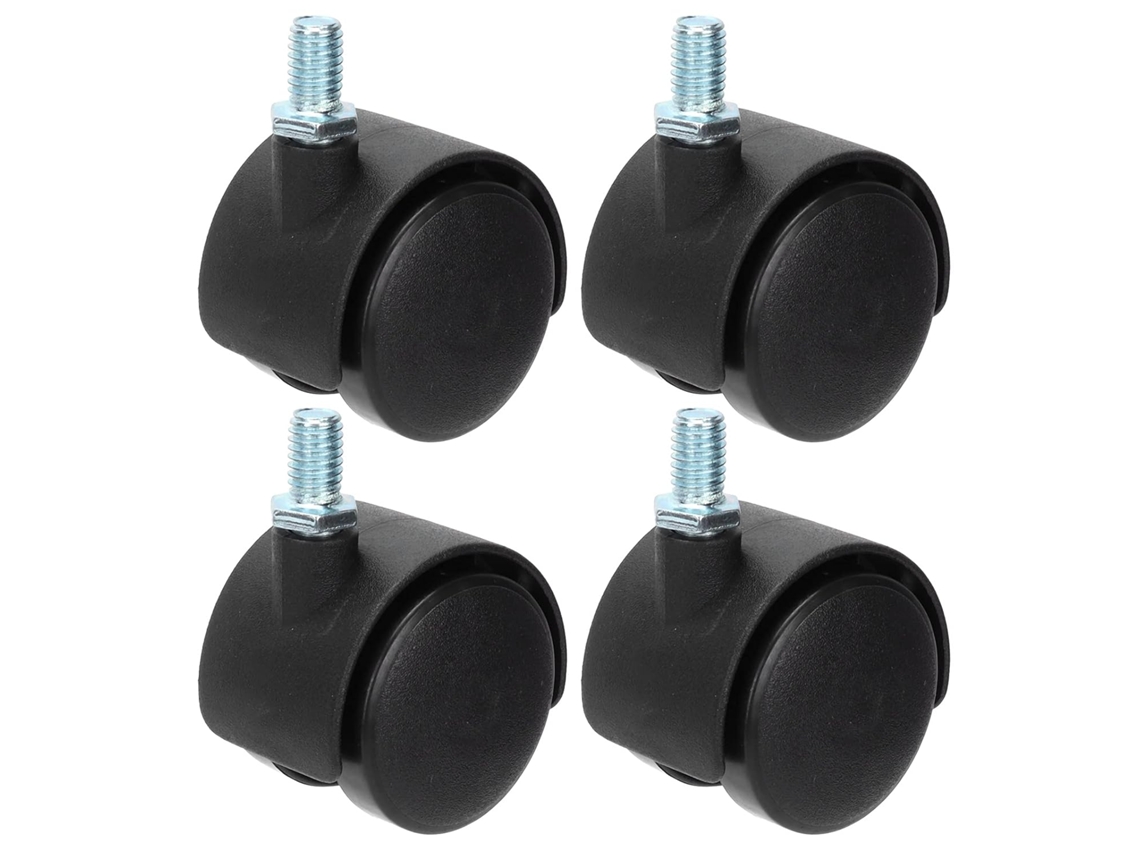 Conjunto de 4 Rodízios 1,5 Polegadas, Rodízios Reforçados com Freio, Rodízios Com Gira-discos, Rodízios Plástico Pu