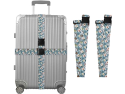 Conjunto De 2 Cintas Para Bagagem Com Casca Coco E Pequenas Flores Folhas Tropicais Malas, Cintas De Viagem, Acessórios
