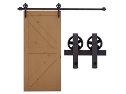 Kit Para Porta De Correr Em Aço, Capacidade Máxima De 100 Kg, Com Trilho, Ganchos, Batentes, Parafusos E Porcas, 183 X 4 X 0,6 Cm