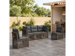 Vidaxl Conjunto De Sofá De Jardim 5 Unid. Cinzento Vime Pe