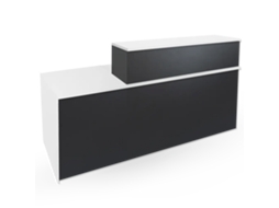 Balcão De Recepção Apolo Adaptado Para Pessoas Com Mobilidade Reduzida. Direita. 105,5 X 260 X 72,5 Cm. Cinza Grafite. Ofilike