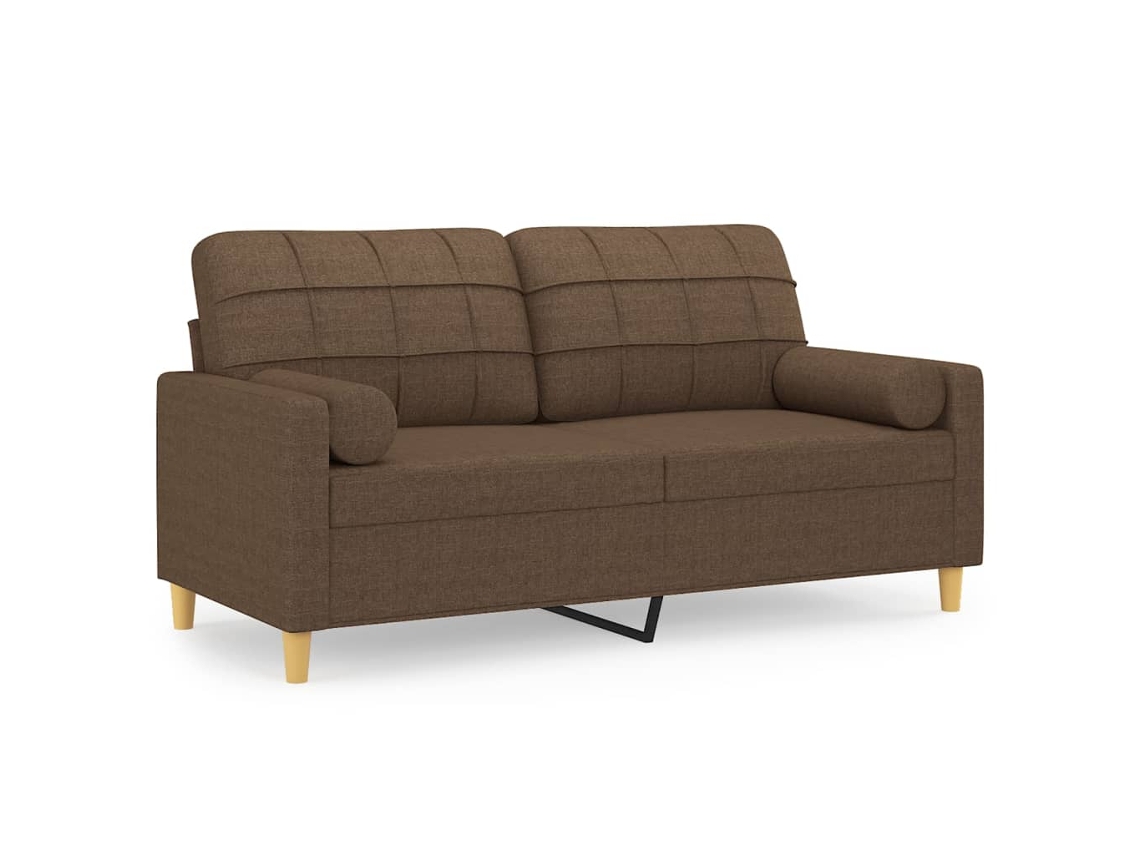 Maison Exclusive - Sofá 2 Lugares + Almofadas Decorativas 140 Cm Tecido Castanho