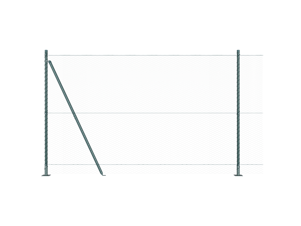 Conjunto 1 Poste De Cerca Vidaxl Verde Aço (100 X 1,4 M)