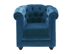 Poltrona Clássica Chesterfield VENTE-UNIQUE.PT (Azul Esverdeado - Tecido e Veludo - 88x78x72 cm)