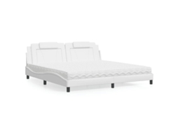 Vidaxl Cama Viana Com Colchão 200x200 Cm Couro Artificial Branco
